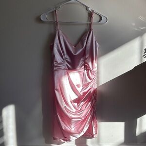Pink Satin Bodycon Mini Dress. Homecoming, Sweet 16, Prom
